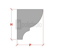 Fugura raffigurante la sezione relativa alla cornice in polistirolo per pareti interne della itpolistirolo mod. CPL-165