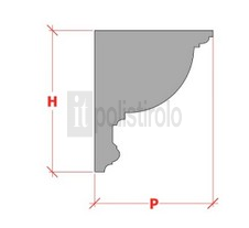 Fugura raffigurante la sezione relativa alla cornice in polistirolo per pareti interne della itpolistirolo mod. CPL-200