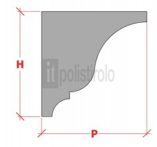 Fugura raffigurante la sezione relativa alla cornice in polistirolo per pareti interne della itpolistirolo mod. CPL-230