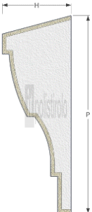 Fugura raffigurante le sezione relativa a marcapiano in polistirolo prefabbricato  mod MA-138 della it-polistirolo